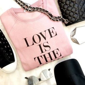 Blush PINK with black writing Rebecca Minkoff XS sweatshirt